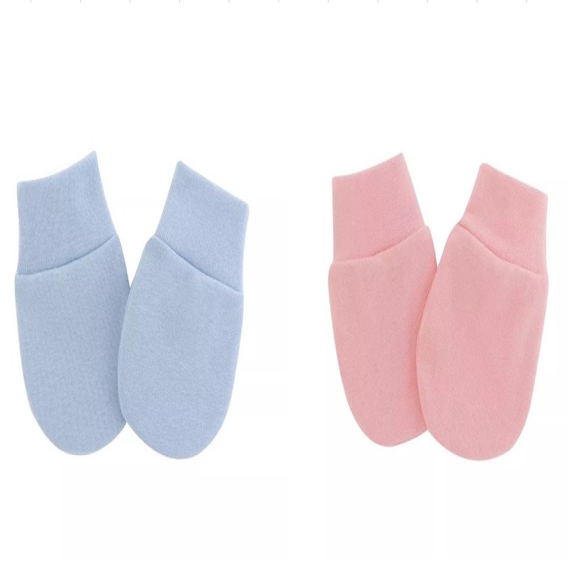 Blue Pink 0-6M Organic Cotton Baby No Scratch Mittens